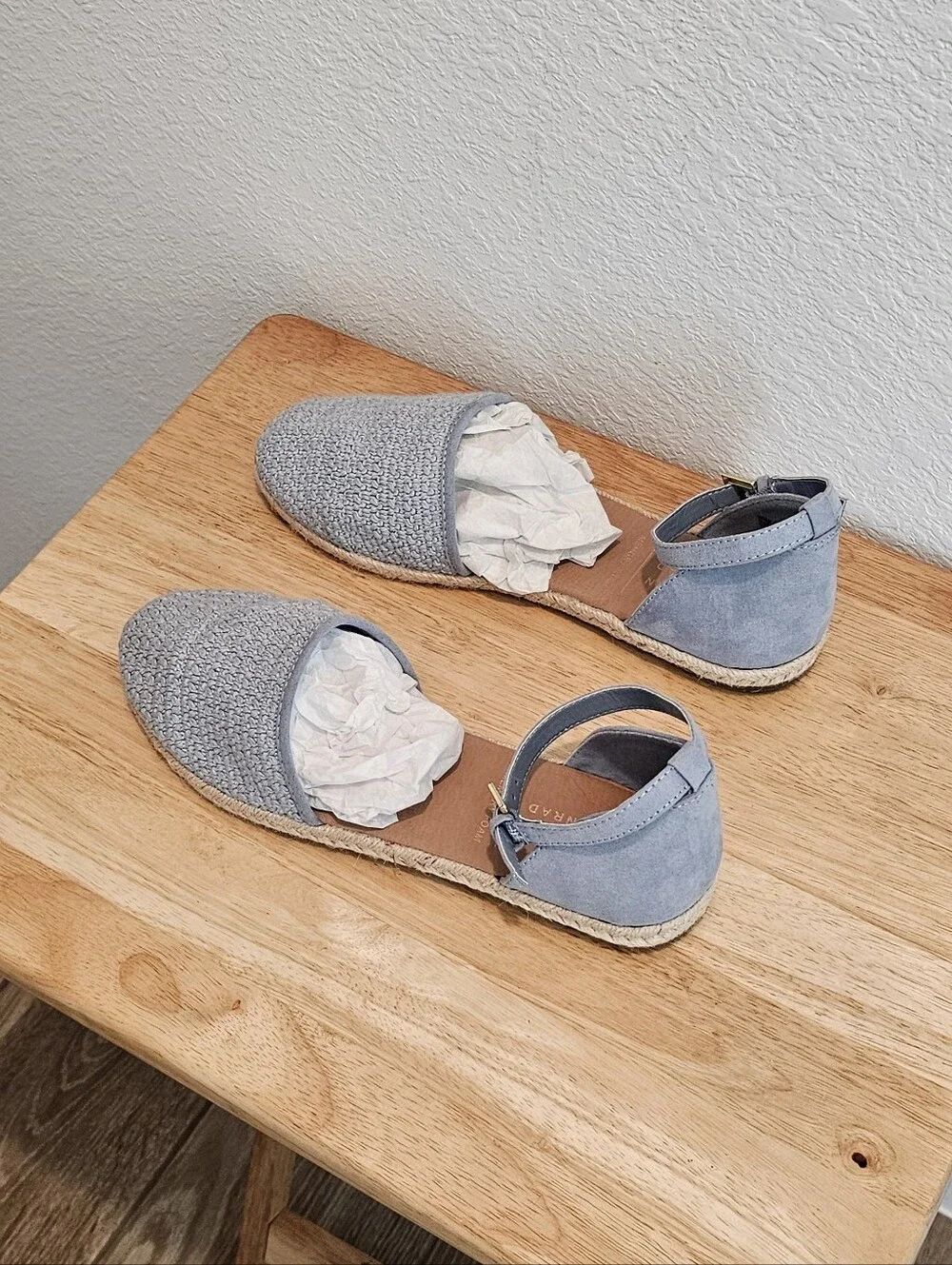 LC Lauren Conrad Crochet Espadrille Flats Blue, Size 10